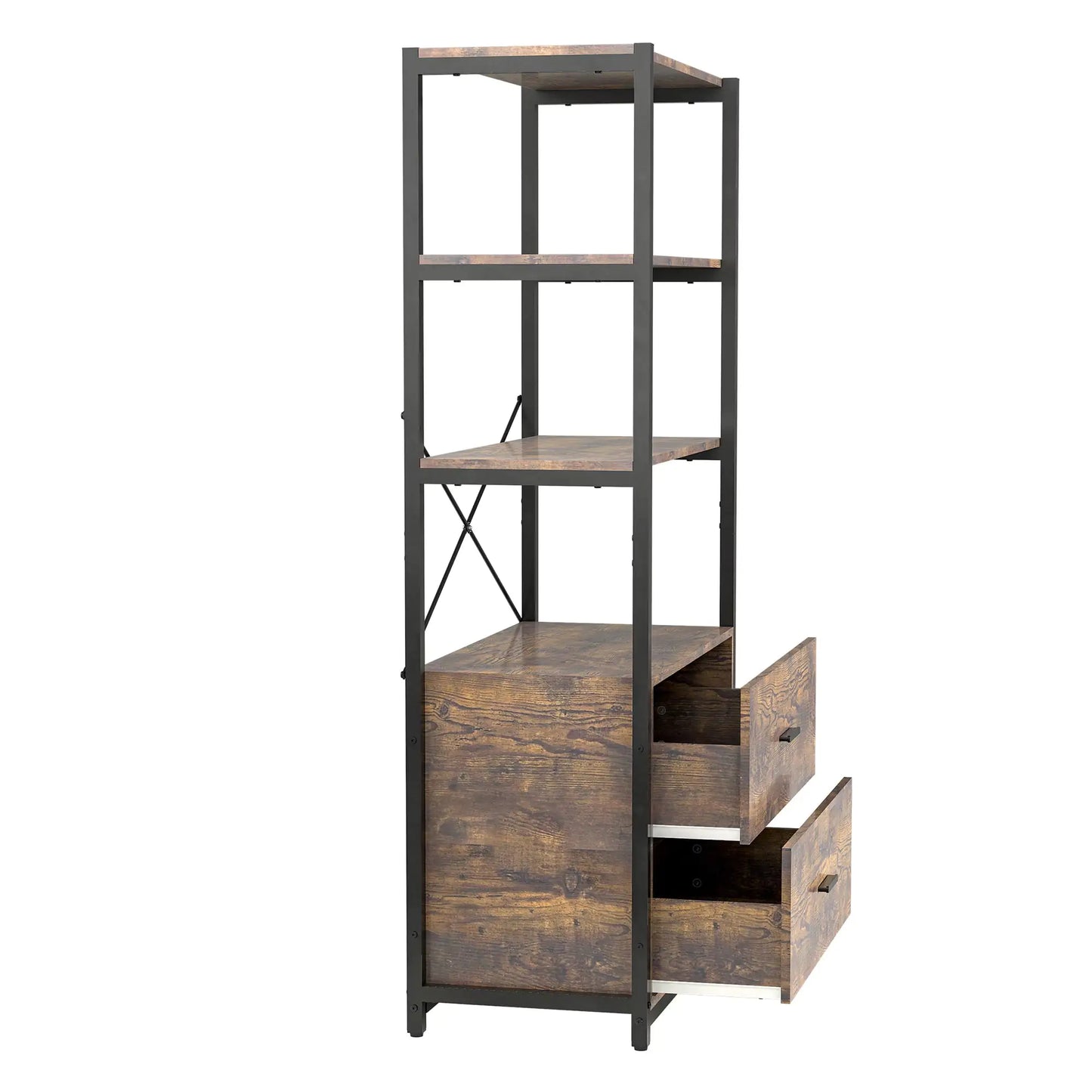 Industrial Bookcase With File Cabinet Drawers