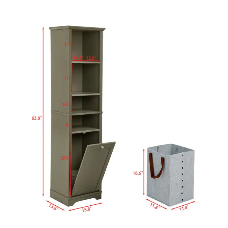 Storage Cupboard with Pull-Out Laundry Hamper