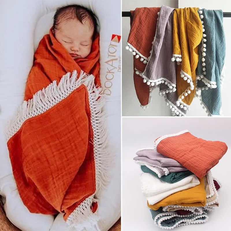 Organic Cotton Baby Blankets with Tassels