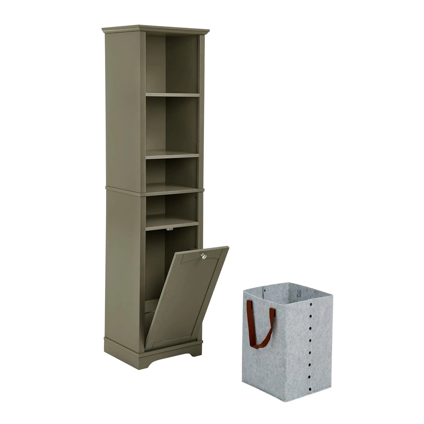 Storage Cupboard with Pull-Out Laundry Hamper