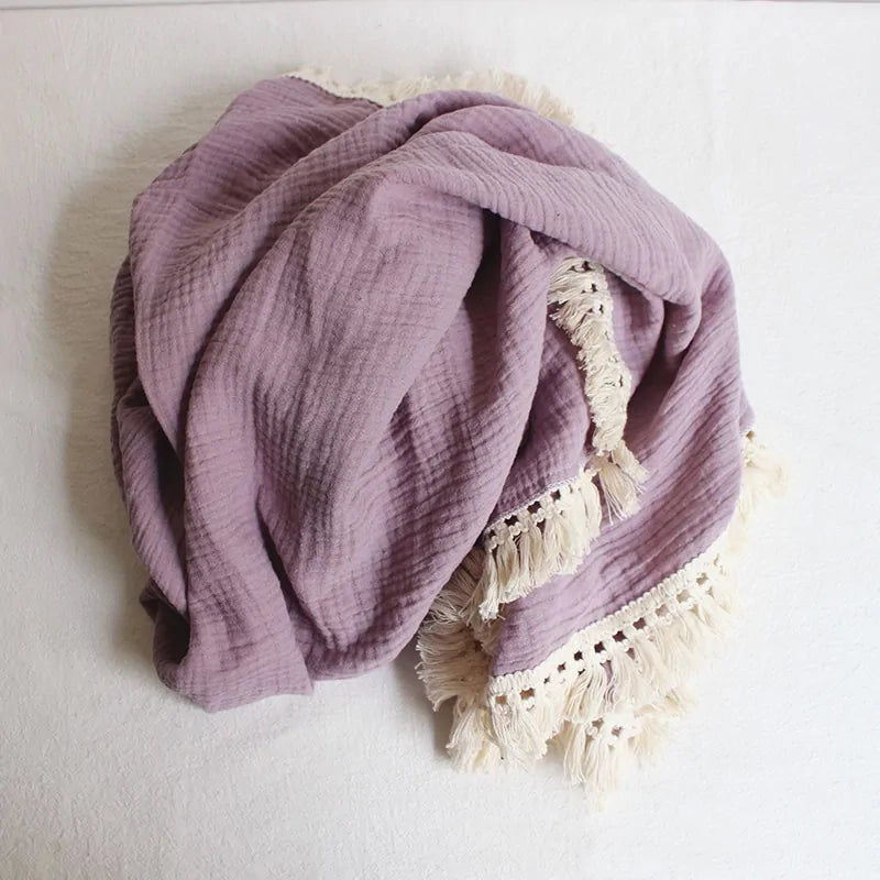 Organic Cotton Baby Blankets with Tassels