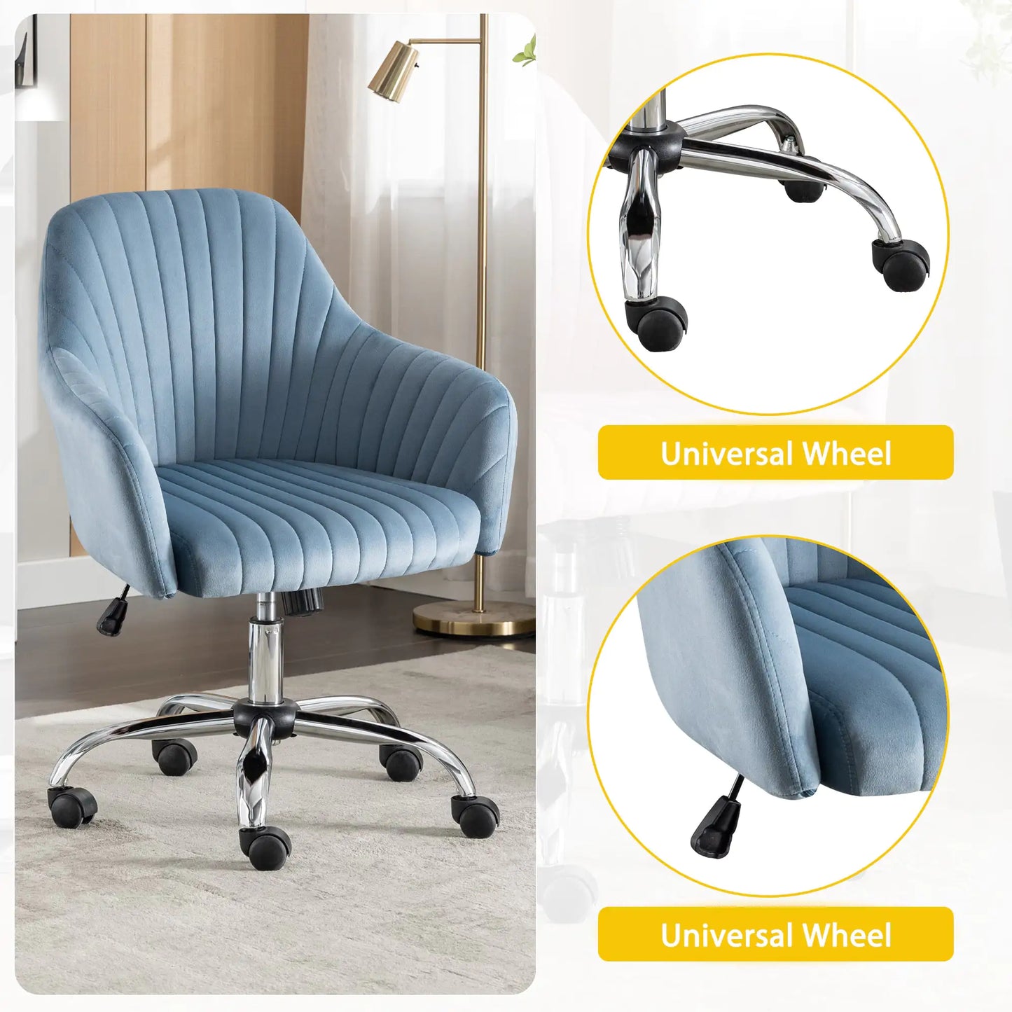 Accent Chair Modern Home Office Leisure Chair With Adjustable Velvet Height And Adjustable Casters