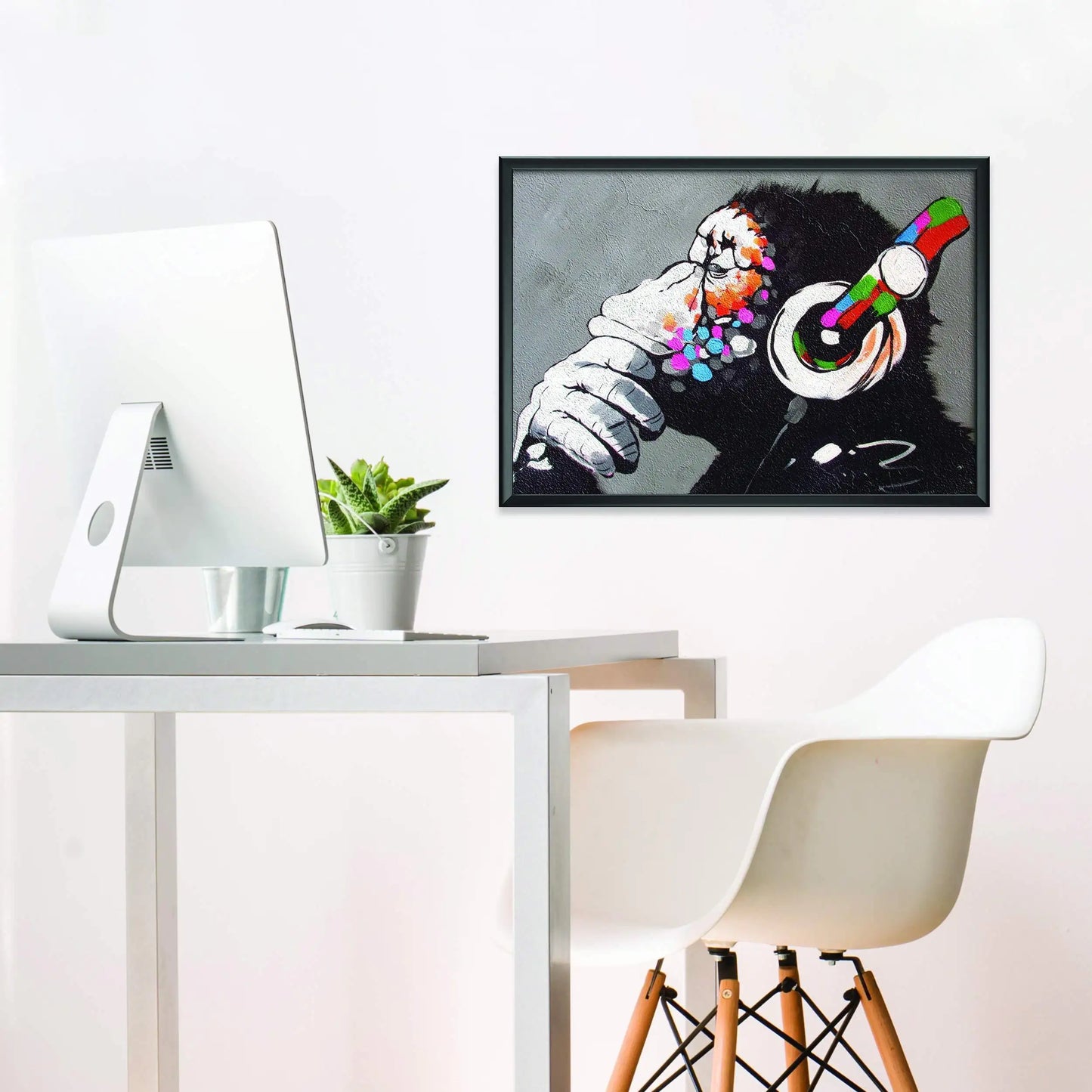 Banksy Monkey Graffiti Wall Art Poster For Guys Gamer Music Decor 22x16 inch