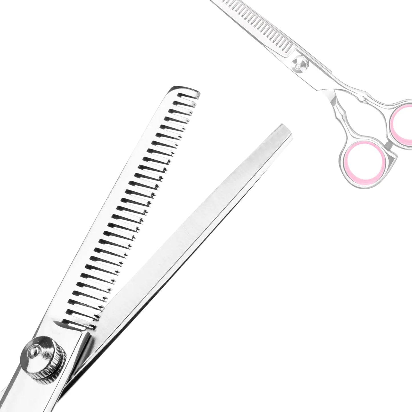 Professional Home Hair Cutting Kit - Quality Home Haircutting Scissors Barber/Salon/Home Thinning Shears Kit with Comb and Case for Men and Women (Pink) Pink