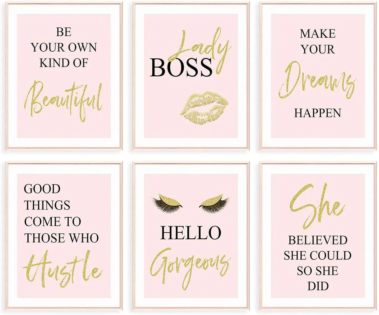 Inspirational Wall Art Office Decor (Set of 6, 8X10in, Unframed)