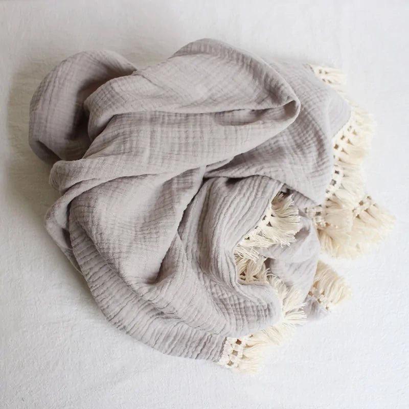 Organic Cotton Baby Blankets with Tassels