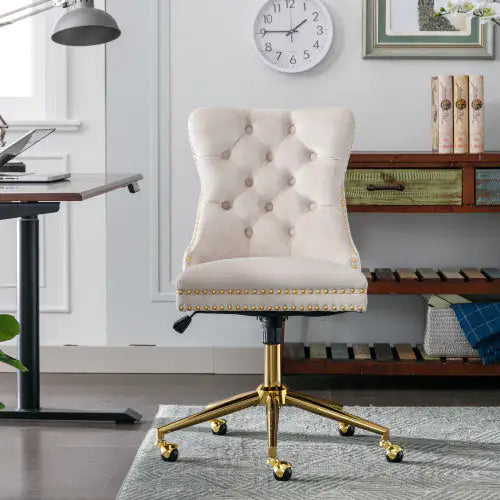 Velvet Fabric Tufted Button Home Office Chair