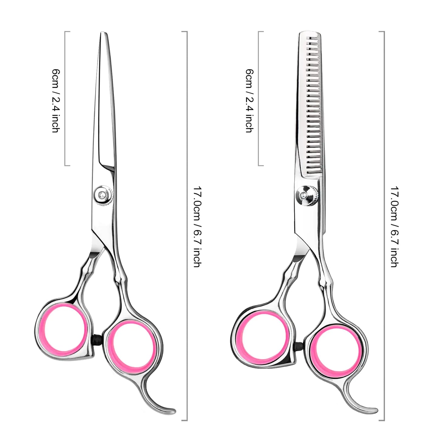 Professional Home Hair Cutting Kit - Quality Home Haircutting Scissors Barber/Salon/Home Thinning Shears Kit with Comb and Case for Men and Women (Pink) Pink