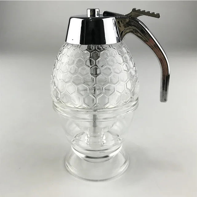 Honeycomb Etched Glass Honey Dispenser