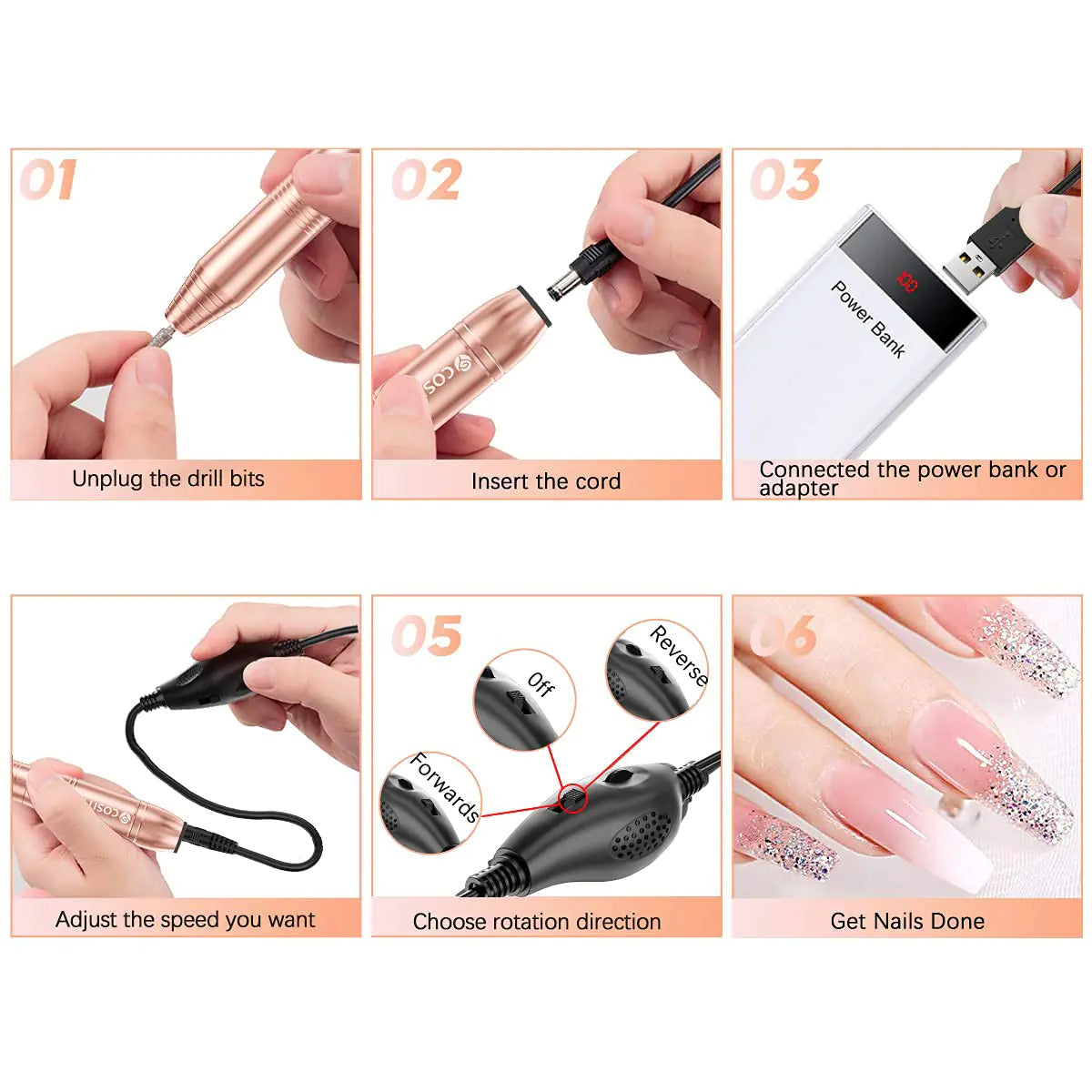 USB Electric Nail Drill Machine for Acrylic Nails